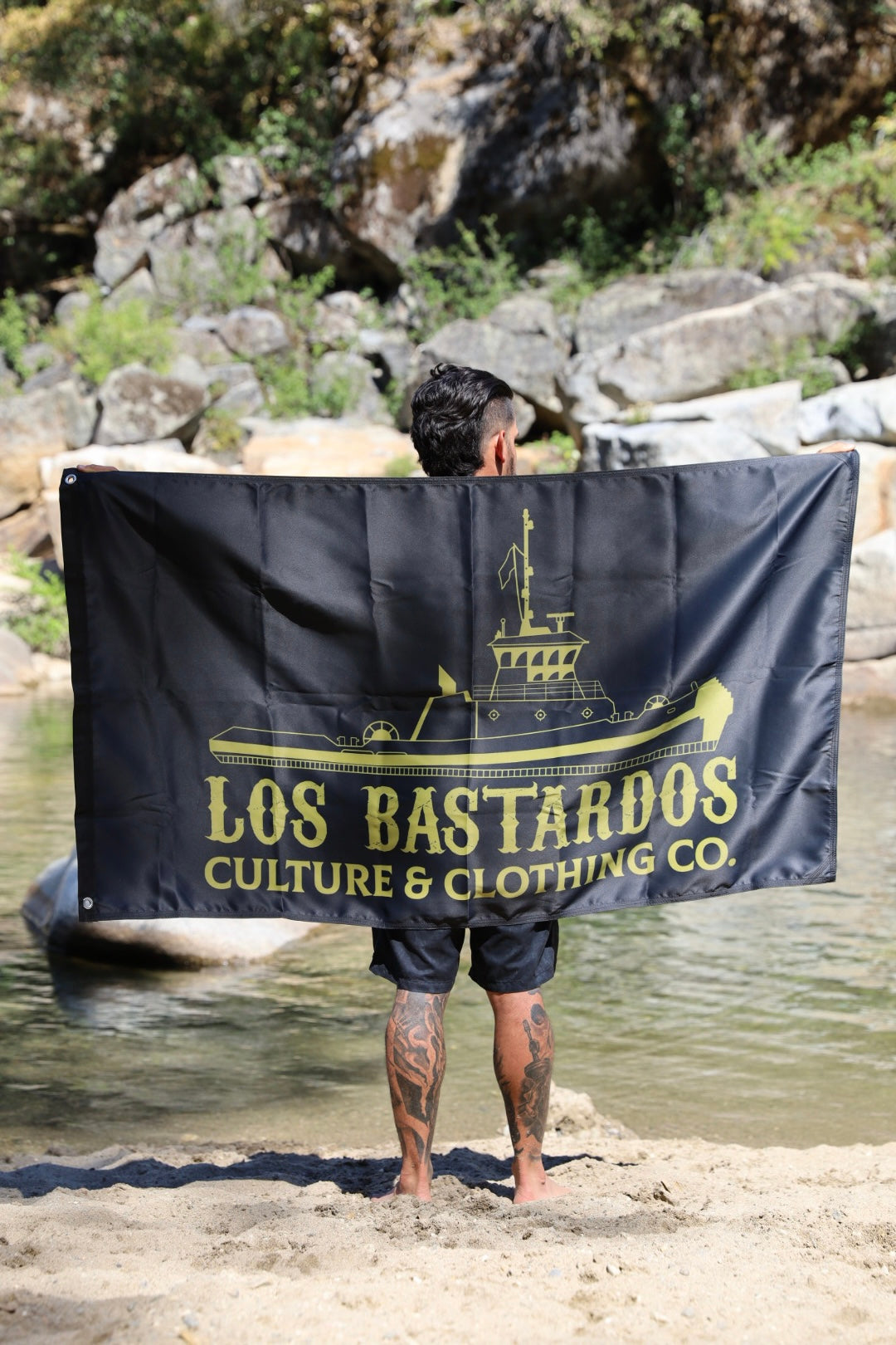 OG Bastardos 3’x5’ Double Sided “Rip-Proof” Flag By Los Bastardos Culture In Gold/Black