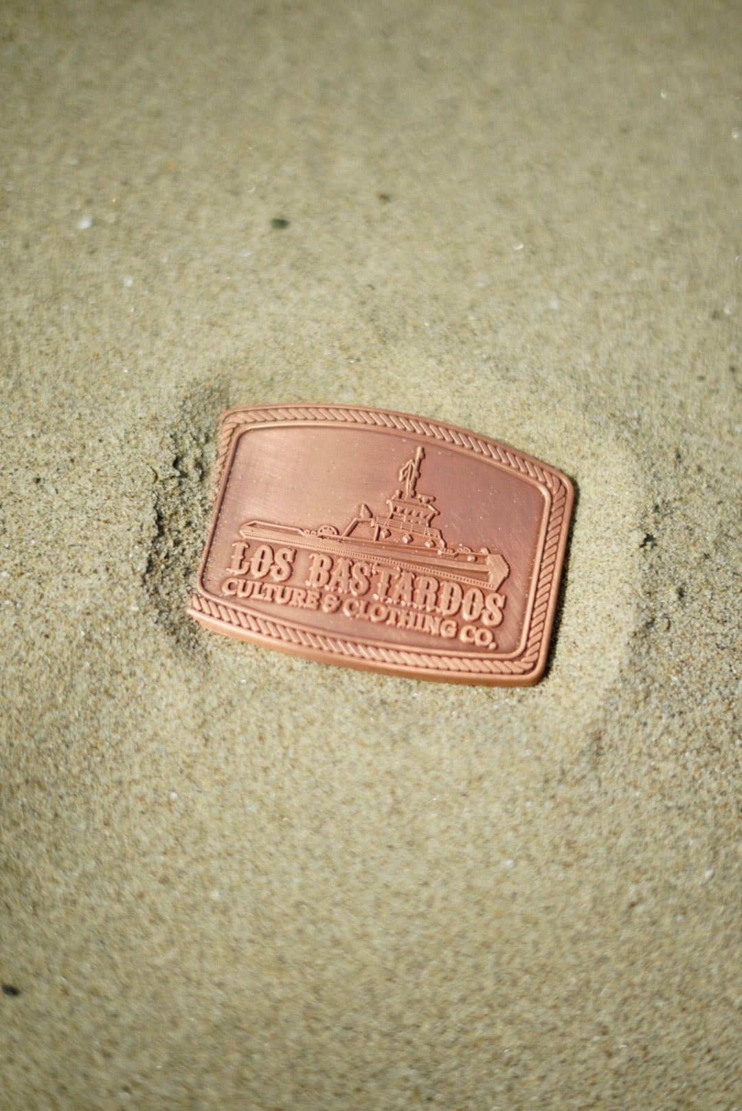 OG Logo 3” Hinge & Hook Belt Buckle By Los Bastardos Culture In Antique Copper (Discounted Spring Drop)
