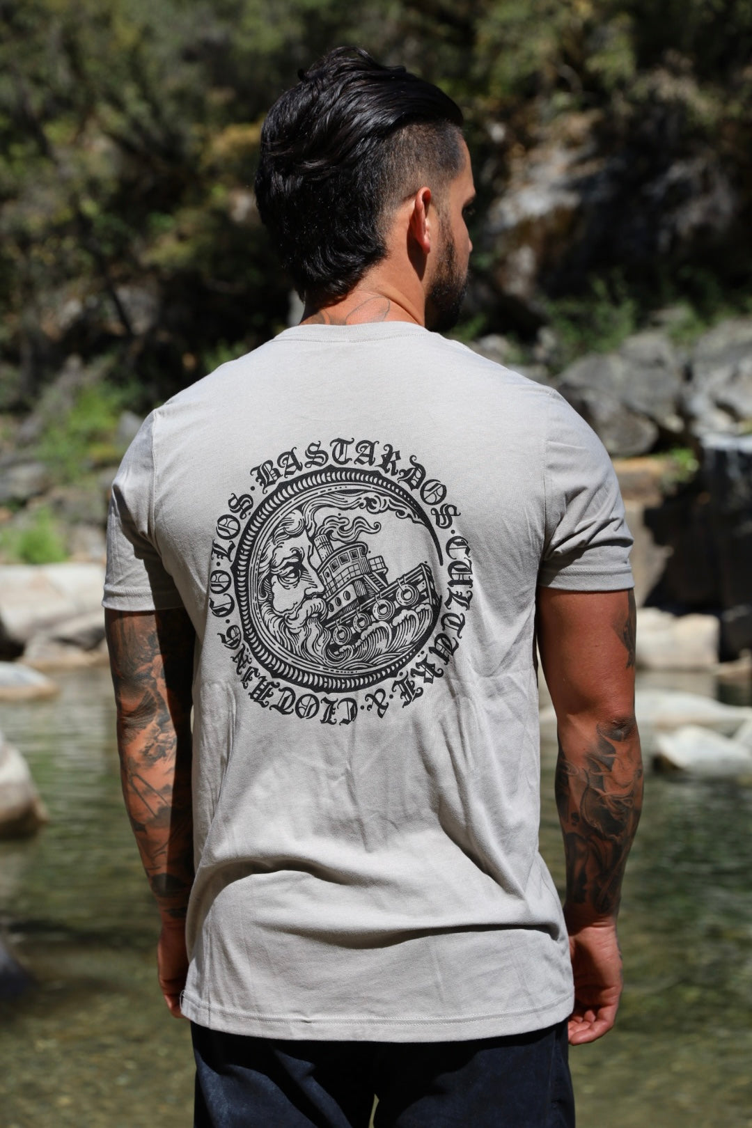 La Luna Unisex T-Shirt By Los Bastardos Culture In Heather Stone