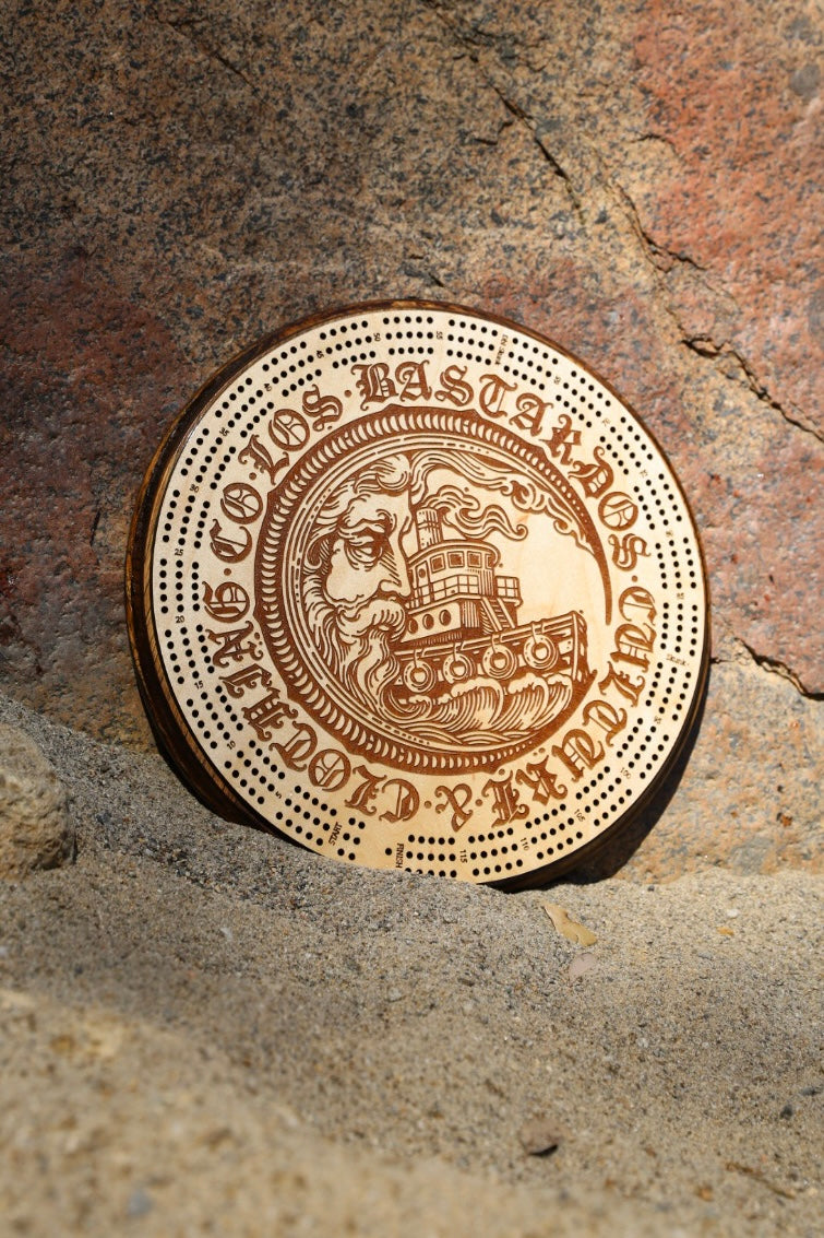 La Luna Engraved 3-Track Cribbage Board By Los Bastardos Culture