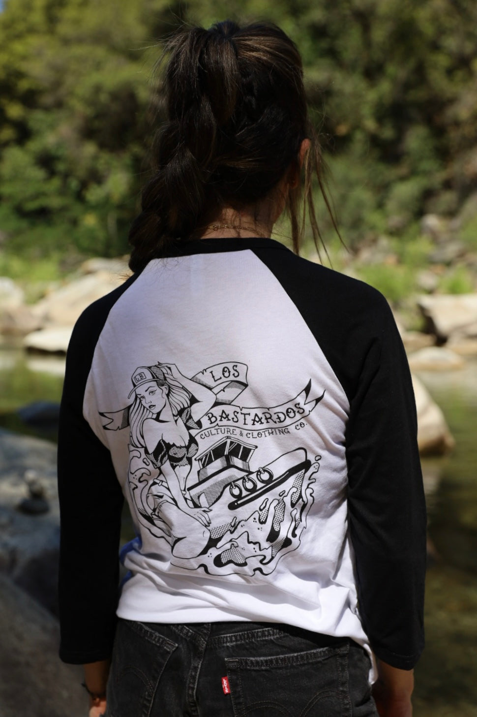Ride Along Unisex 3/4 Sleeve Baseball Tee By Los Bastardos Culture In White/Black