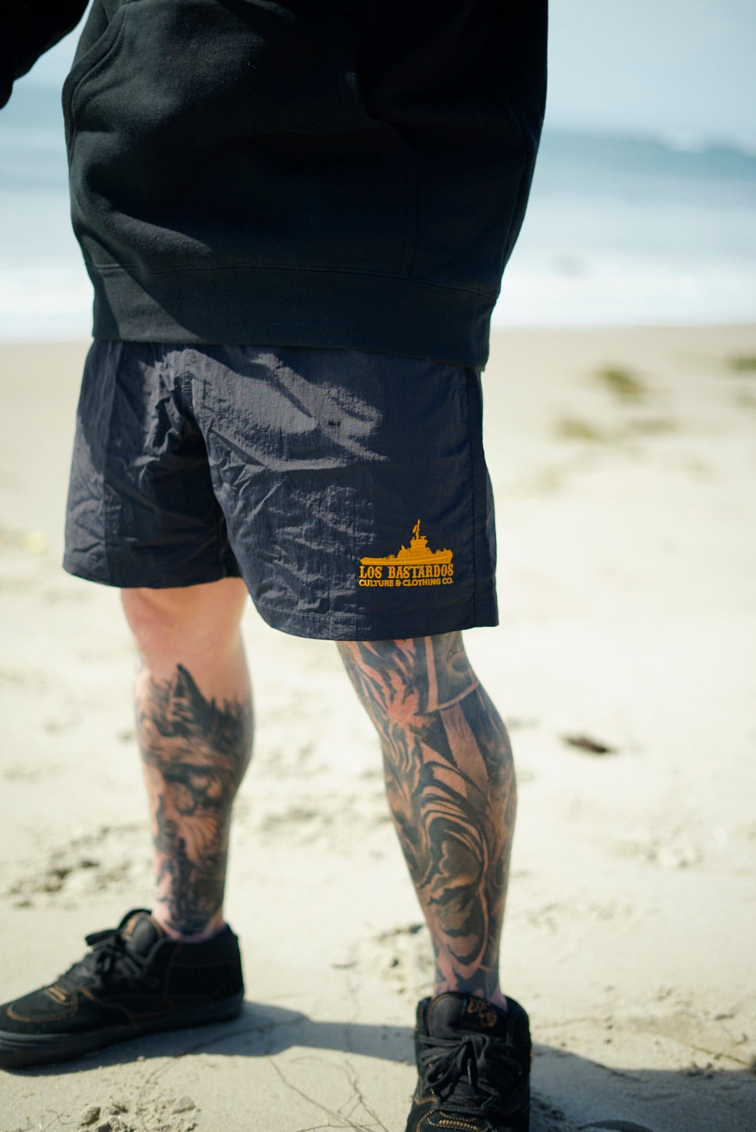 OG Bastardo 17” Board Shorts By Los Bastardos Culture In Black (Discounted Spring Drop)