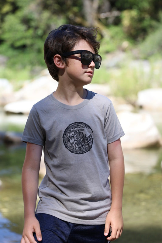 La Luna Youth T-Shirt By Los Bastardos Culture In Heather Stone
